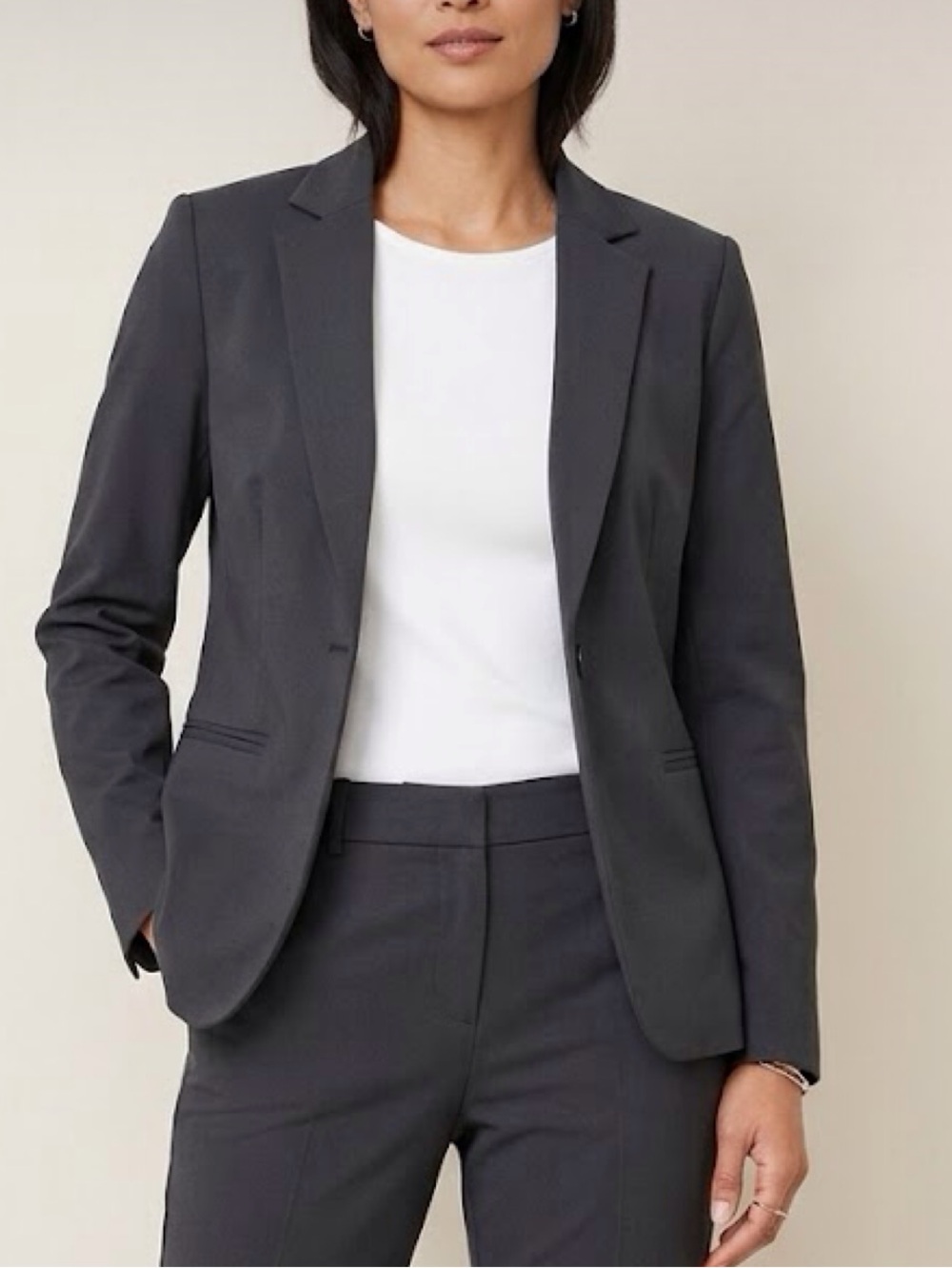 J. Jill Essential Small Black Oversized Cotton Stretch Boyfriend Blazer Career